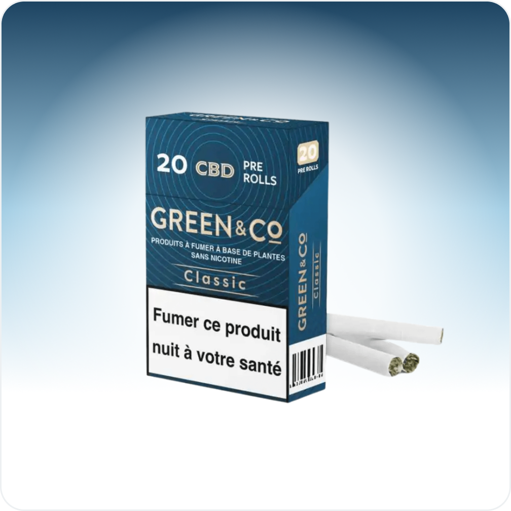 paquet de cigarette cbd france Cigarettes Green&Co Classic Sans Nicotine GREEN&CO Paquet de Cigarettes CBD Red